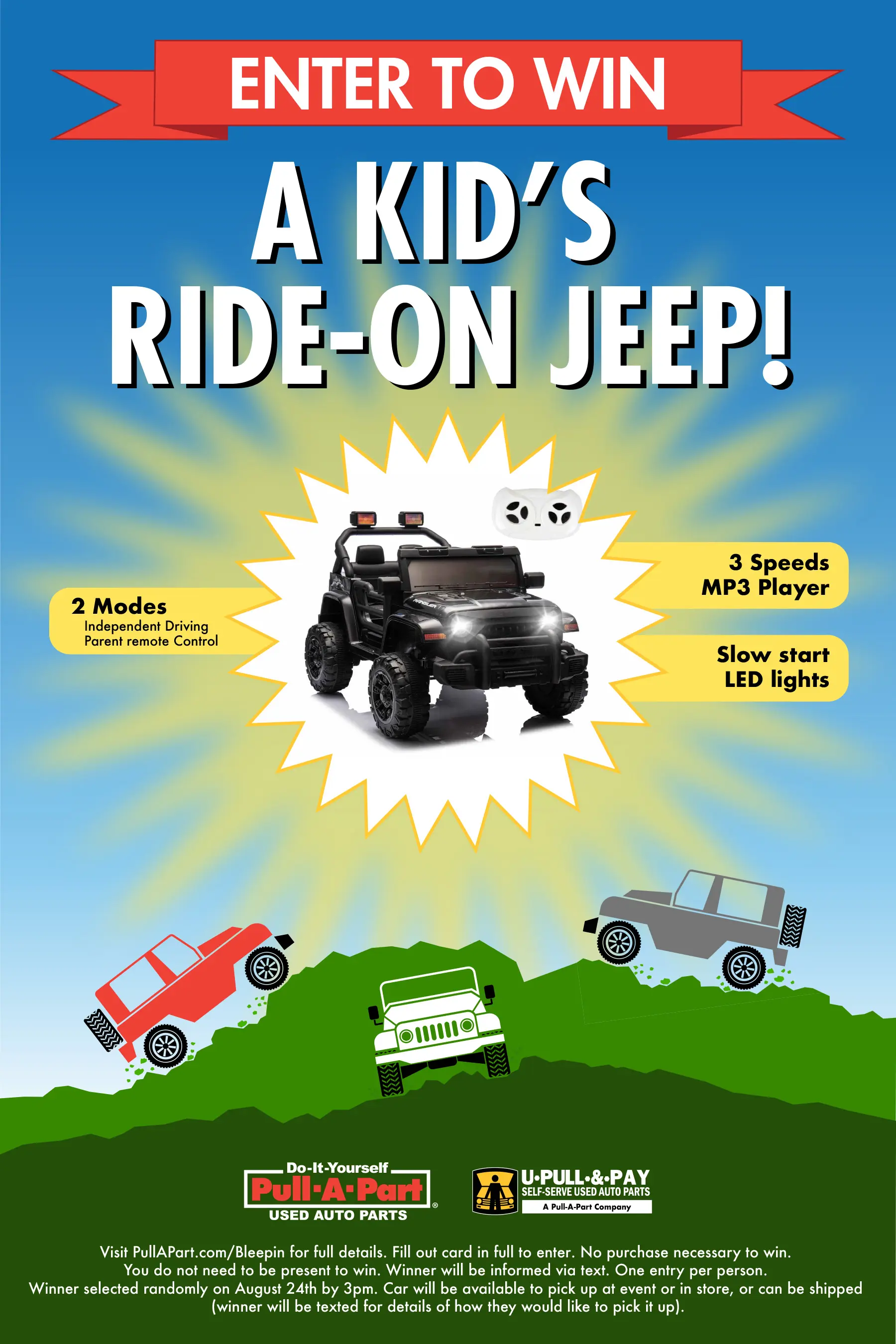 Win a Kid's Ride-On Jeep, courtesy of Pull-A-Part